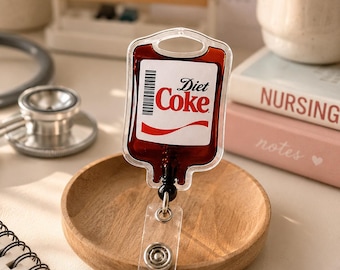 Diet Coke Acrylic Badge Reel: Nurse ID Holder