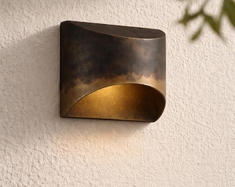 Applique da parete in ottone, lampada da parete per esterni con patina nera