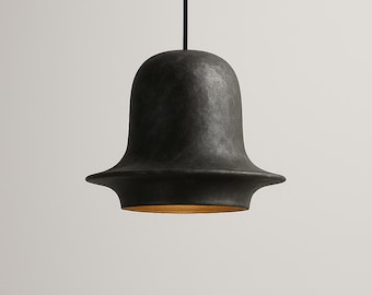 Oxiderad pendellampa, svart patina kupollampa, köksöbelysning i koppar, minimalistisk vägglampa