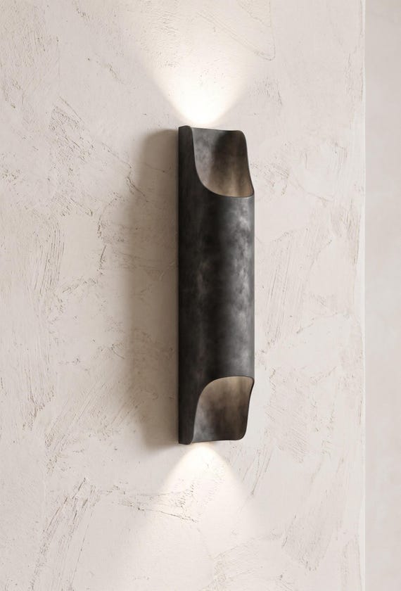 Rustic Brass Wall Light, Black Patina Outdoor Wall Sconce, Farmhouse Minimalist Wall Lamp