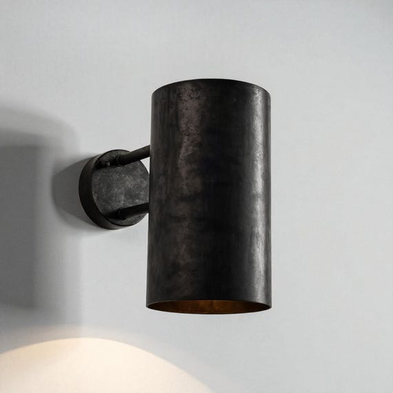 Brass Wall Lamp, Black Patina Sconce, Minimalist Wall Light