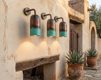 Set of 3 Oxidized Wall Sconce, Minimalist Outdoor Wall Lamp