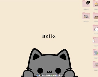Kawaii Cat Folder Icons + Wallpapers | Cozy Mac Desktop (Digital Download)