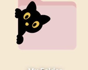 Black Cat Peek-a-Boo Folder Icon | Mac Desktop Customization (Digital Download)