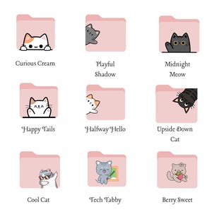 Kawaii Cat Folder Icons + Wallpapers | Cozy Mac Desktop (digital ...