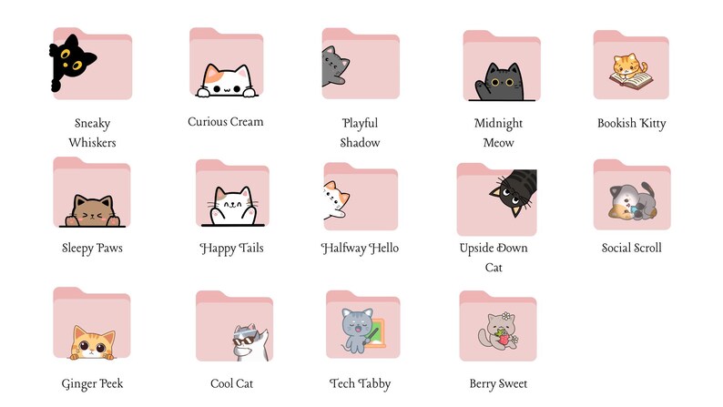 Kawaii Cat Folder Icons + Wallpapers | Cozy Mac Desktop (digital ...