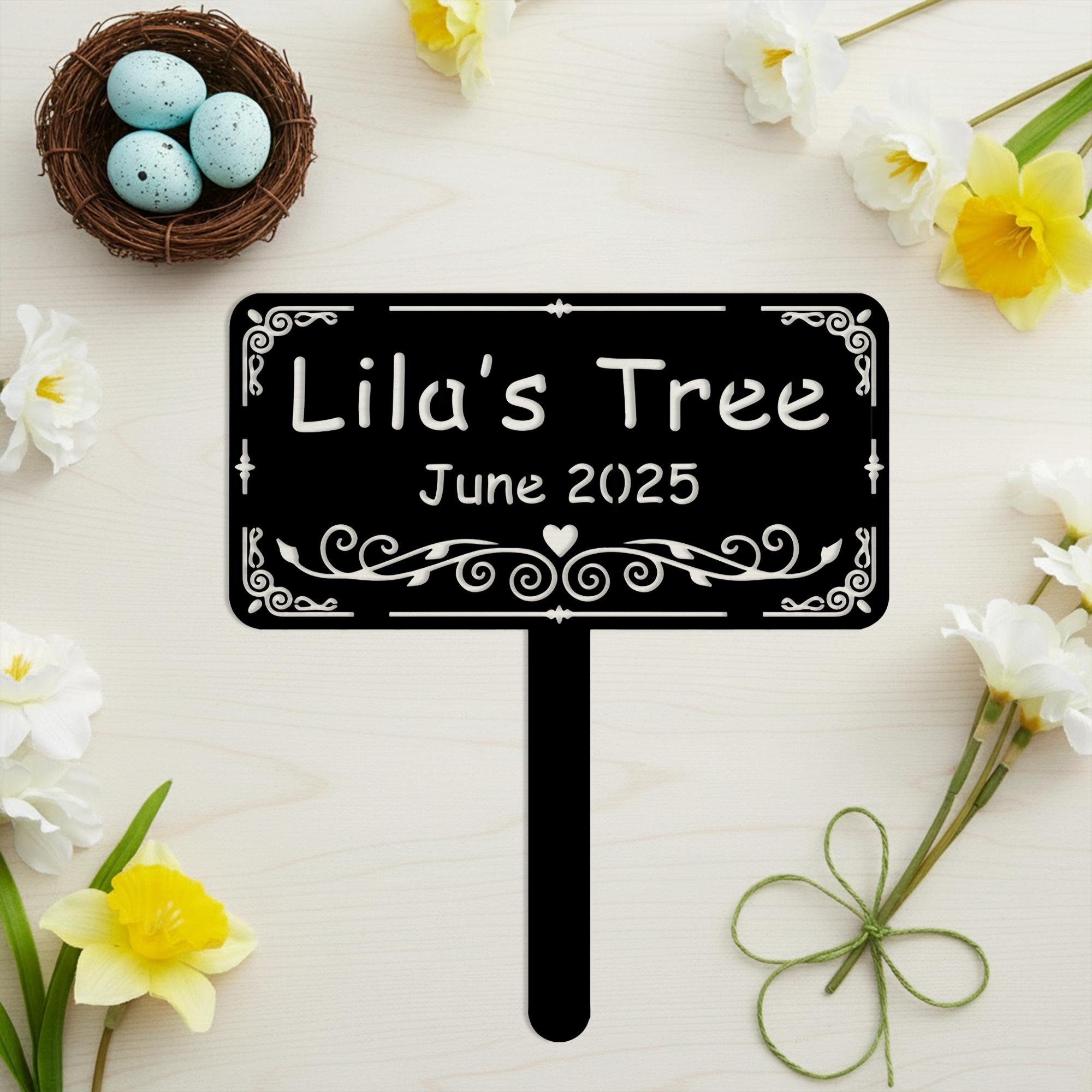 Custom Name Tree Planting Sign Stake, Garden Stake With Name & Date ...