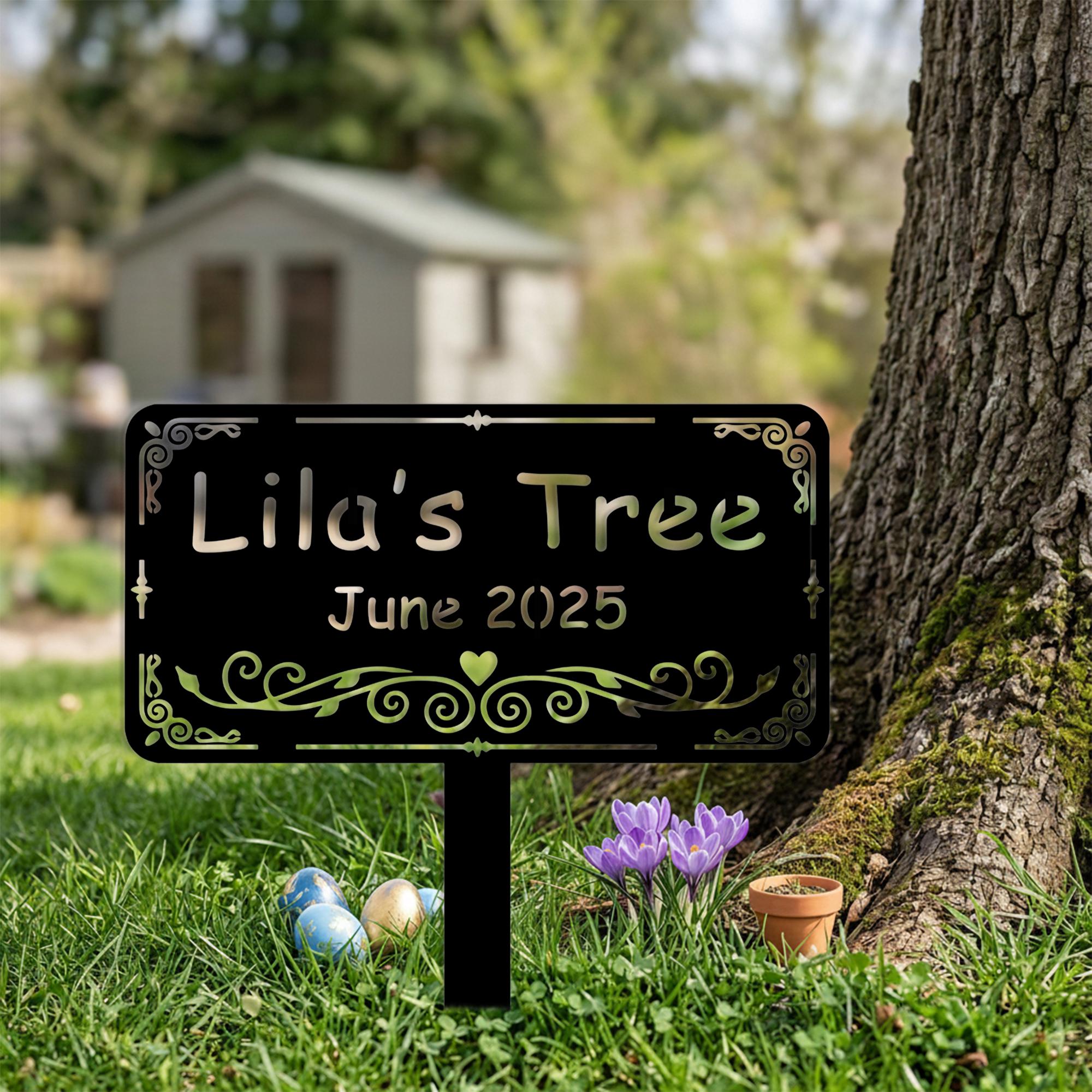 Custom Name Tree Planting Sign Stake, Garden Stake With Name & Date ...
