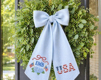 Lazo para la puerta principal bordado a medida con la inscripción "USA"