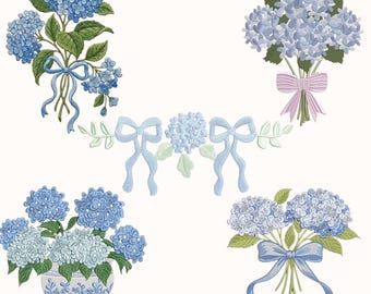Hydrangea Embroidery Design Bundle, Floral Bouquet Machine Files (Digital Download)