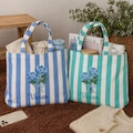 Embroidered Hydrangea Name Tote Bag, Personalized Striped Canvas Gift for Women product logo