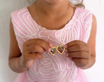 Personalisierte kundenspezifische Foto Locket Halskette für Kinder - Herz-Blumen-Regenbogen-Halsketten-Memorial-Geschenk