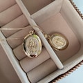 Personalized Cross Locket Necklace with Photo, Gold Oval Necklace 18K Gold Plated Memorial Jewelry Keepsake