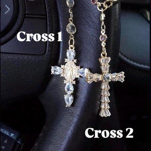 Cross Charm Steering Wheel Rosary Charm, Rosary Car Charm Accessory, Car Accessory, Cross Charm Accessory, Gift For Him, Wheel Charm, Jesus