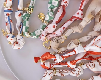 Custom Charm Scarf Necklace, Detachable charm Scarf Necklace, Silk Style Choker, Build Your Own Scarf Necklace, Adjustable Charm Necklace