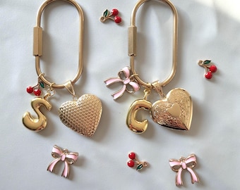 Custom Photo Locket Bag Charm, Personalized Heart Picture Keychain,Gold Vintage Heart Locket,Memorial Gift for Loved Ones, Pet Photo Charm