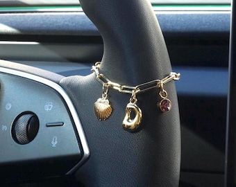 Gold Chain Fit Length Customized Steering Wheel Charm,Build Your Own Car Charm, Personalized Car Charm Accessory,Car Jewelry,Unique Car Gift
