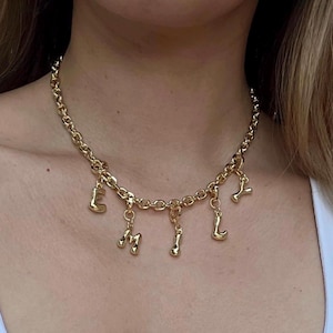 Personalized Tiny Balloon Initial Name Necklace, Bubble Name Necklace, Dainty 3D Letter Name Necklace, Custom Minimalist Initial Necklace