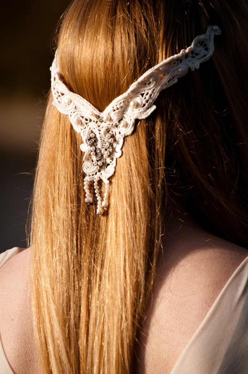 Lacy Pearls bridal headdress