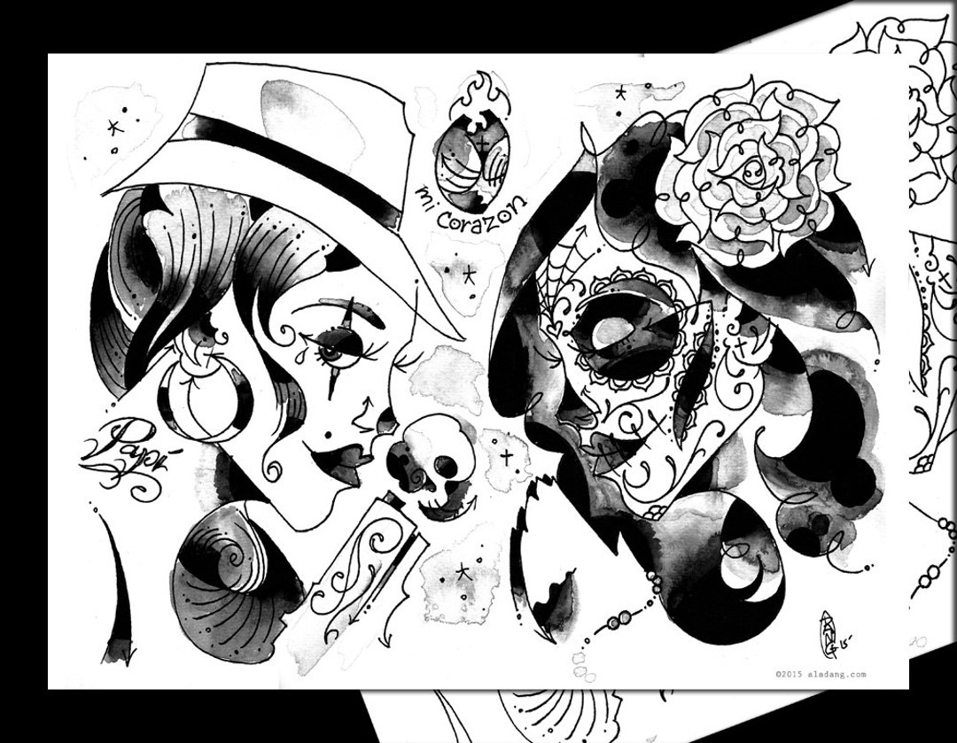 CHINGON Tattoo Flash W/lineart Etsy