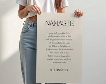 Namaste Poster Yoga Wandbild | Spirituelle Deko Meditationsraum | Namaste Definition Yoga Studio Wall Art | Print | Achtsamkeit Geschenk
