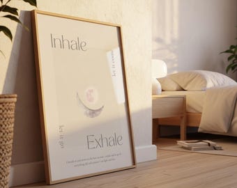 Affiche de yoga, Inspirer Expirer, Décoration murale de yoga, Décoration intérieure yoga, Studio de yoga, Méditation, Affiche de citations spirituelles, Affiche spirituelle, Image