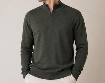 Banana Republic Luxury Forest Green Silk & Cashmere Quarter Zip Mens Large
