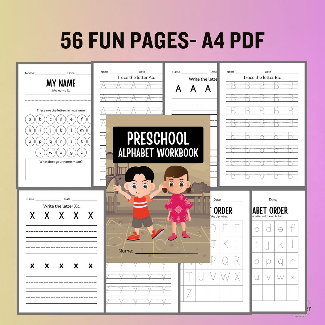 Preschool Alphabet Workbook Kids Tracing Writing Letters Learning ...