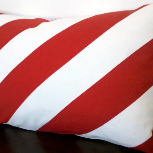 Ikea Sofia Wide Stripe Diagonal Red-Pillow Cover