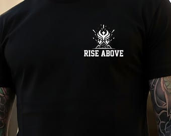 Men  RISE ABOVE Gym TShirt  Fitness Apparel Gym Shirt Lifting Shirt Athletic Shirt Fitness Shirt Gym Tee Shirts, Gym T Shirt