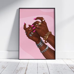 Black Woman Art Print: Afrocentric Fashion, Gold & Silver (Digital Download)