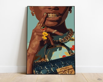 Black Woman Art, Modern Art, Black Woman Wall Art, Black Girl Wall Art, African wall art, Black girl art, Wall Art Digital, Fashion Art