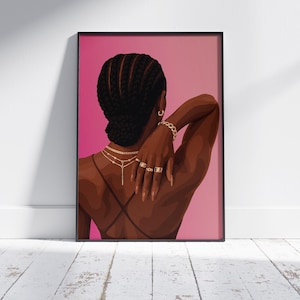 Black Woman Art Print: Afrocentric Fashion, Urban Room Decor (Digital Download)