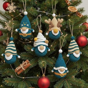 5in1 Mini Christmas Gnome Crochet Pattern, Xmas ornament, Easy To Advanced Tutorial, Amigurumi PDF Instruction For Download 61025AT1
