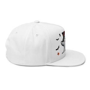Embroidered Flat Bill Cap, Halloween Hat Graphic, Halloween Costume Accessories, Spooky Baseball Cap, Embroidered Snapback Hat, Trick or