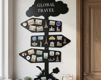 Cartello magnetico personalizzato a tema viaggi, cartello magnetico a freccia, bacheca direzionale, decorazione da viaggio personalizzata, regalo per amanti dei viaggi