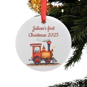 Personalized Baby Name First Christmas Ornament, Custom Train Tree Decoration