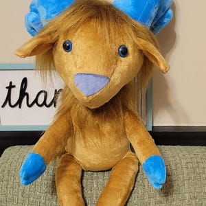Custom a stuffed goat plush toy animal  13 inches. One of the kind