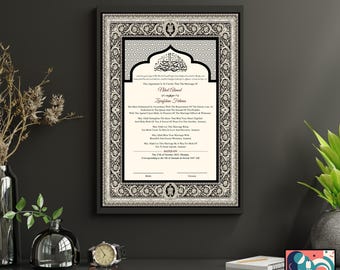 Nikkah Certificate – Editable Marriage Contract, Custom Digital Islamic Nikkah Nama A3 A4