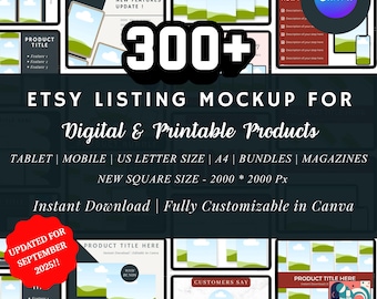 300+ Etsy Listing Mockup Templates: Canva Editable (Digital Download)