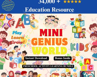 34,000+ Kids Educational Bundle PLR MRR | Printable Worksheets, Coloring Pages, Homeschool Learning Games