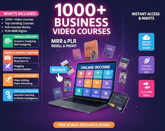Paquete de Más de 1000 Cursos de Negocios Virales | PLR + MRR | Revende Cursos Digitales con Ganancia