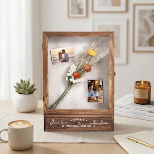 Wooden Shadow Box with Hinged Lid, Dried Flower Display Case, Insect Specimen Frame, Deep Memory Box for Keepsakes, Wall Mount Decor