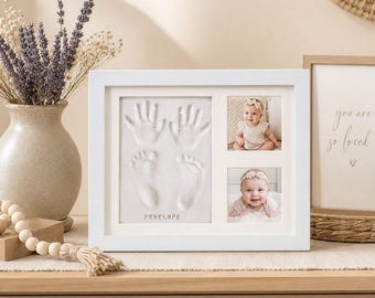 Baby Handprint Footprint Frame,DIY Clay Keepsake Frame,Dog Cat Paw Print Kit,New Parent Gift,Pet Memorial Frame,Kids Picture Frame