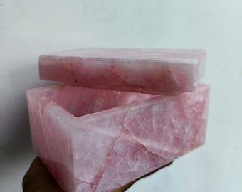 Handmade Rose Quartz Crystal Box, Jewelry Storage, Healing Decor