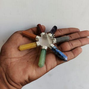 7 Chakra Energy Generator Crystal, Crystal Healing Wand, Reiki Meditation Grid, Rainbow Chakra Crystals Pointer, Metaphysical Altar Decor