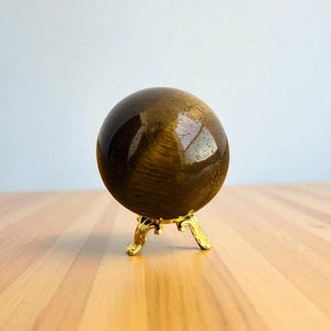Tiger Eye Crystal Ball | Polished Healing Stone for Confidence, Protection, Grounding & Decor