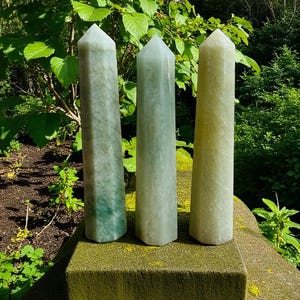 3 Pcs Green Aventurine Crystal Point, | Healing Stone for Heart Chakra, Good Fortune & Home Decor Gift 4&quot;