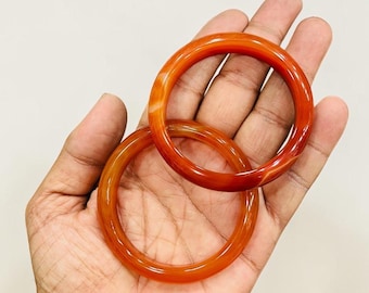 Beautiful 2Pcs Set Red Carnelian Crystal Bangles Jewelry Gift 2.2-2.7 Inch | Natural Gemstone Crystal Bracelet |Sacral Chakra Vitality Stone