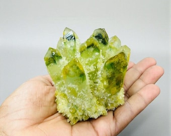 Large Green Peridot Crystal Cluster Geode - Raw Olivine Specimen - August Birthstone - Healing Crystals & Stones for Home Decor